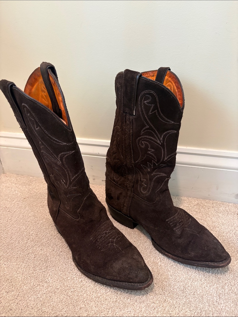 Women's Frye Dark Brown Suede Western Cowboy Boots